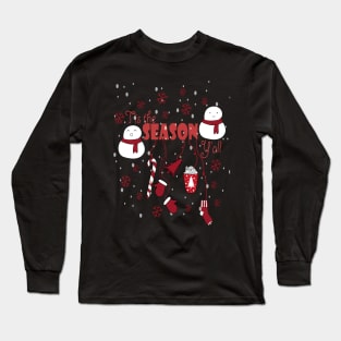 Tis the Season New Year Snowman tree Vibes coffee Love Cute Holiday Gift Long Sleeve T-Shirt